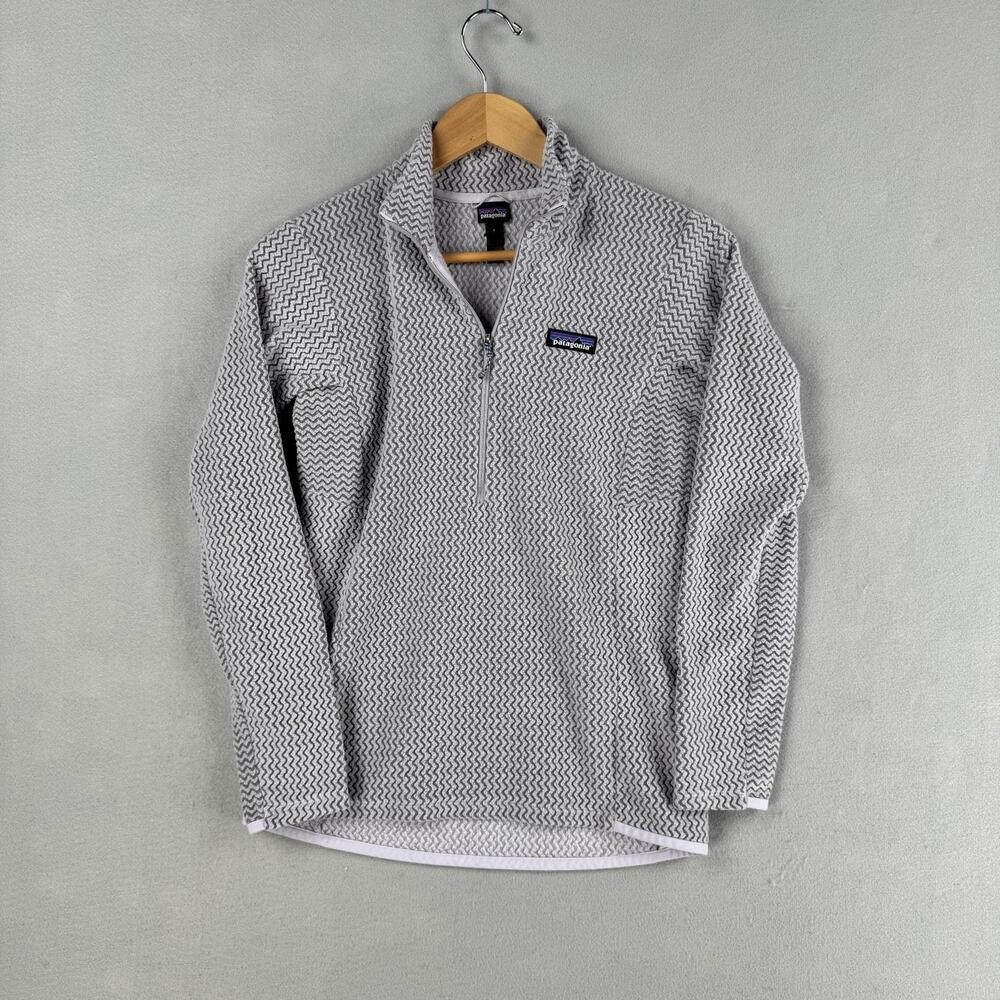 Patagonia R1 Air Pullover Womens Small Gray Chevron 1/4 Zip Fleece Baselayer
